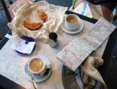 Preliminary second breakfast with last night's apricot tart Walking in France Day 37: Bergerac to Gardonne