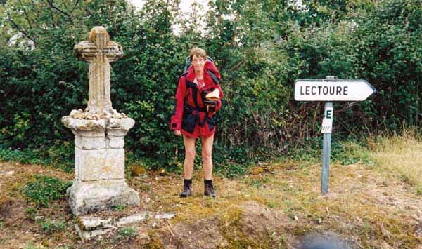 Walking in France: A pilgrim cross with pebbles