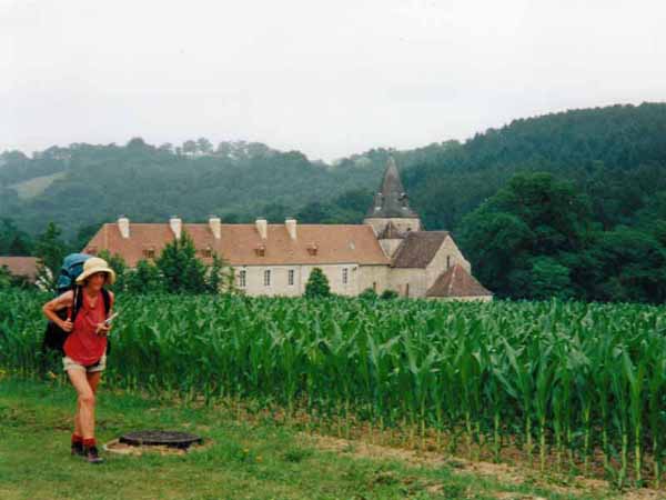 Walking in France: Passing the abbey of Sauvelade