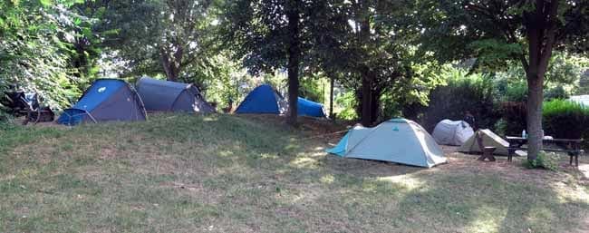 Walking in France: Camping on the grassy knoll next to the Seine