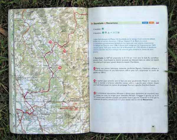 Walking in France: Standard page layout of a topoguide