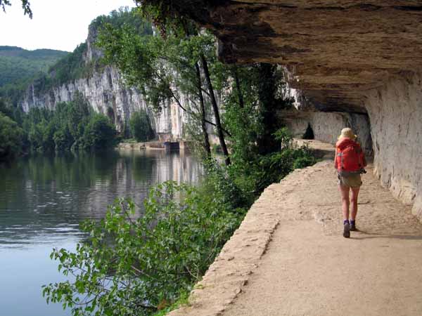 Walking in France: Hand hewn towpath on the Lot