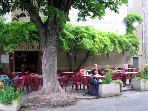 Walking in France: Our first coffees of the day with croissants and pains aux raisins