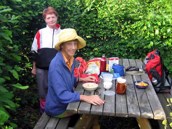 Walking in France: First breakfast in Anost with our hostess
