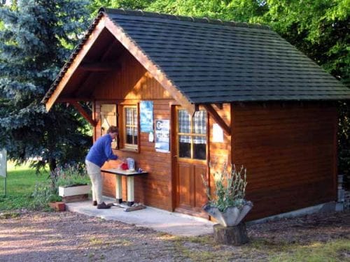 Walking in France: Breakfast at the camping reception, Brassy