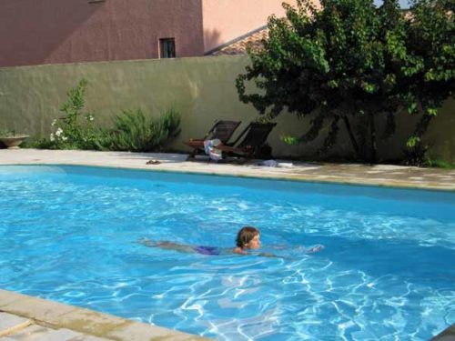 Walking in France: A swim in the hotel's pool