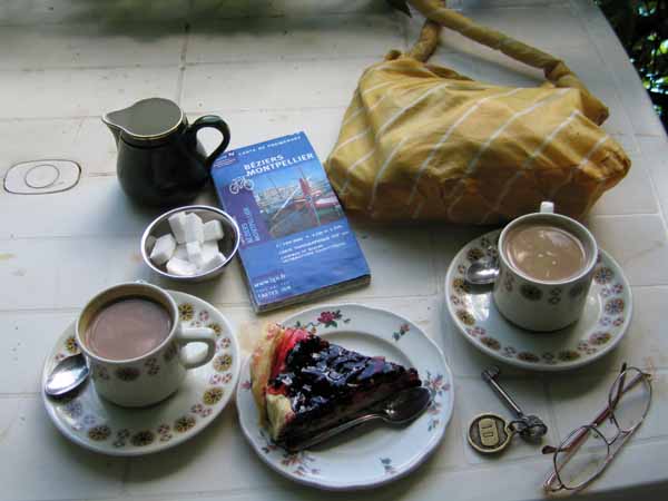 Walking in France: Coffee and a slice of wonderful berry tart, Broquiers