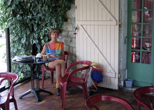Walking in France: Second breakfast on a wistaria-covered terrace, Sauzet