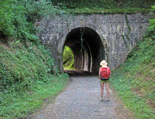 Walking in France: Approaching a short railway tunnel near Espartignac