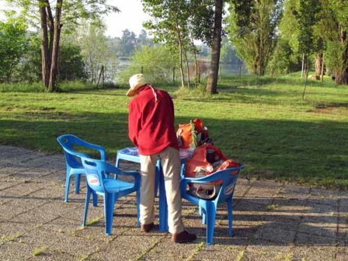 Walking in France: Preparing breakfast beside the Loire