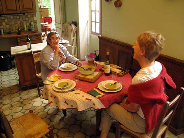 Walking in France: Dinner with Mme Mativon in her kitchen