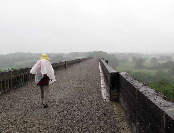 Walking in France: A wet start across the former railway bridge