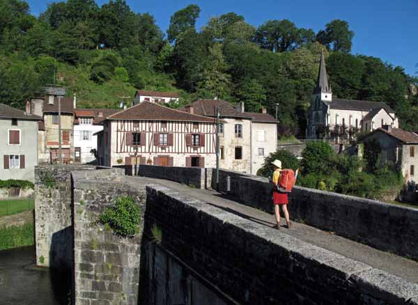 Walking in France: Leaving Saint-Léonard-de-Noblat on the old bridge over the Vienne