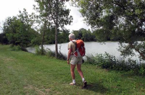 Walking in France: Passing an artificial lake below Montclar