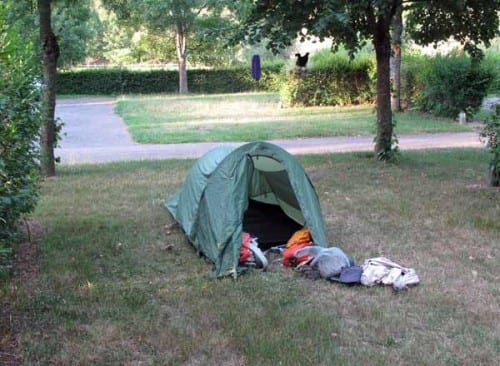 Walking in France: An early start in the Matour camping ground