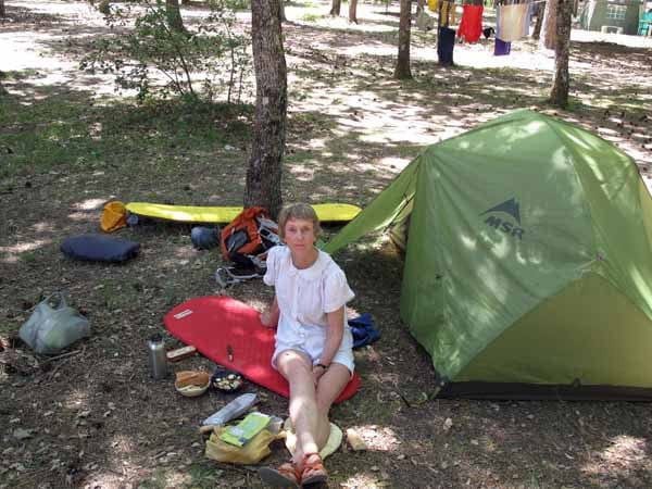 Walking in France: A shady spot in the Sault camping ground