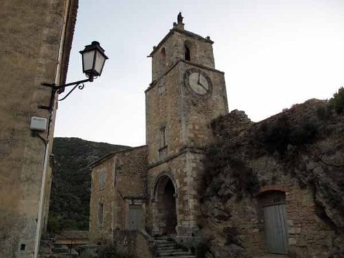 Walking in France: Church tower in the old village