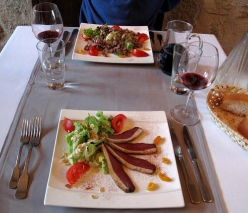 Walking in France: Followed by salade aux gésiers, and smoked duck with salad