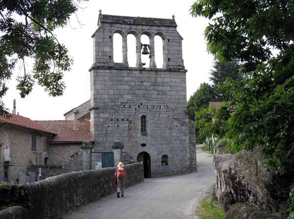Walking in France: Approaching the church in Concoules