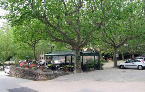 Walking in France: Too cold to sit outside under the plane trees in Genolhac