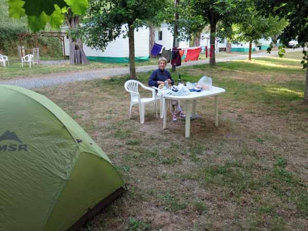 Walking in France: Getting ready for dinner in the camping ground