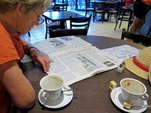 Walking in France: Catching up on the local news after devouring the croissants