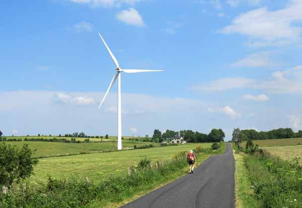 Walking in France: One of the many wind turbines in the area