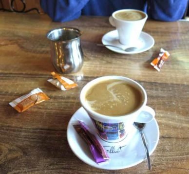 Walking in France: Coffees before walking