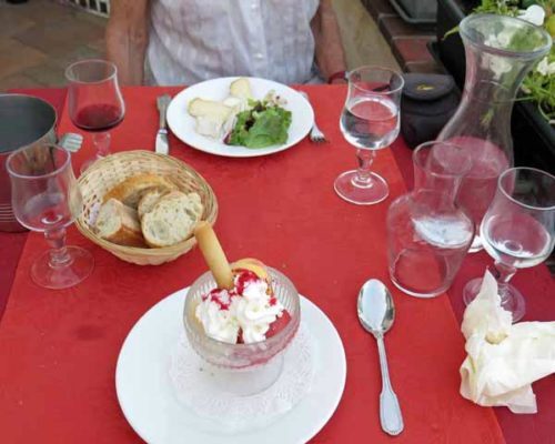Walking in France: Magnificent home-made ice-cream and a cheese platter to finish