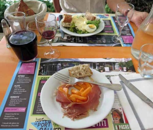 Walking in France: Ham and melon, and oeufs mayonnaise for starters