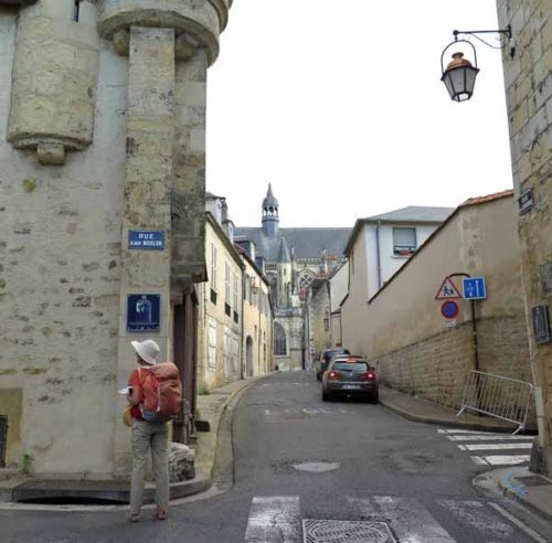Walking in France: Nevers' cathedral in the distance