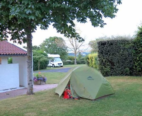 Walking in France: A convenient camping spot next to the ablutions block