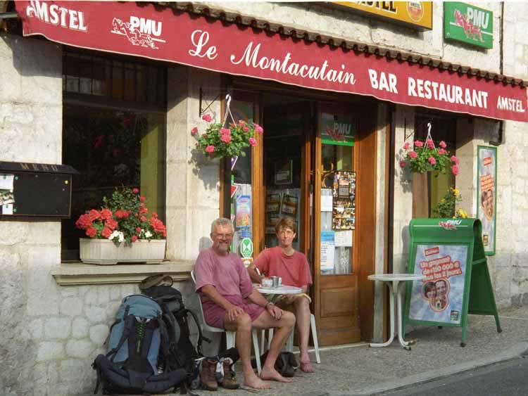 Walking in France: Morning coffee in Montaigu de Quercy