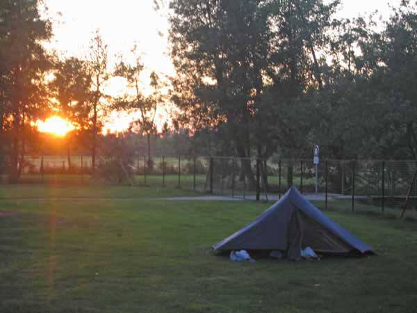 Walking in France: Sunset at the Brioux camping ground