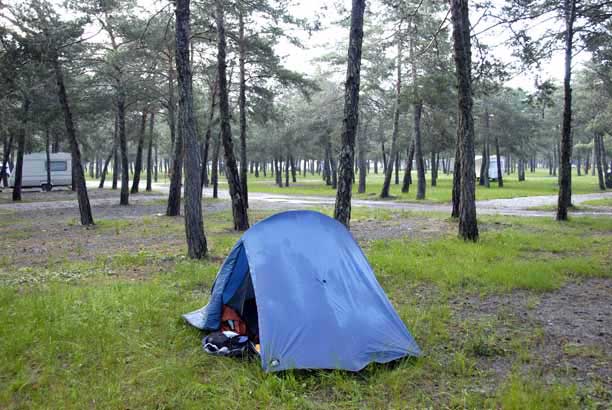 Walking in France: The water-logged camping ground at St-André-les-Alpes