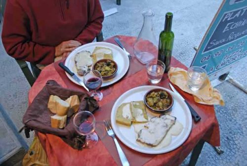 Walking in France: Pork chops, frittata and ratatouille for dinner