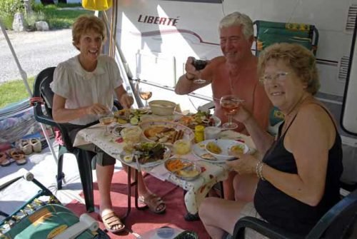 Walking in France: Enjoying the dinner cooked by Pat