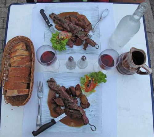 Walking in France: Followed by skewered pieces of beef