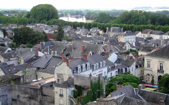 Walking in France: Looking down on Chinon and the Vienne river