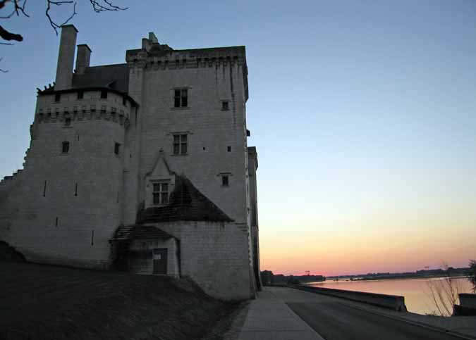 Walking in France: Returning to Montsoreau down the Loire past the château after dinner