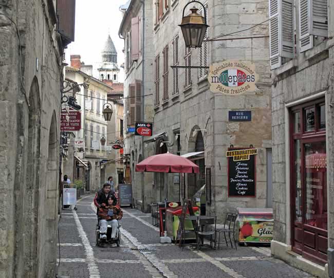Walking in France: Heading for the cathedral through the old quarter of Périgueux