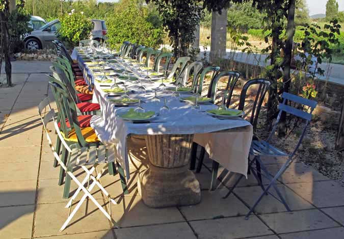 Walking in France: The long table set for dinner