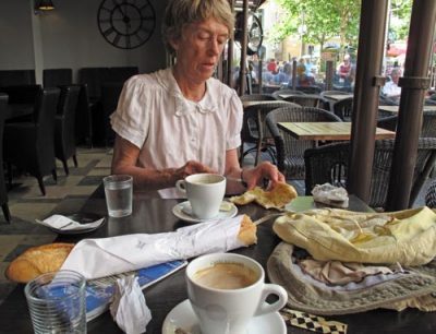 Walking in France: Coffees and baguette in Arles