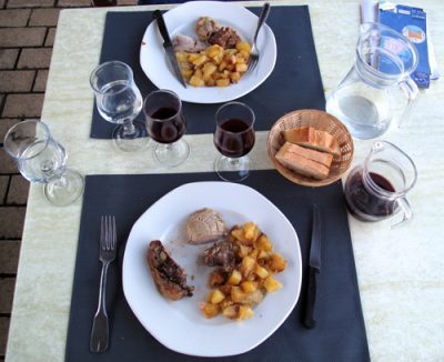Walking in France: Followed by pork steaks with sautéed potatoes