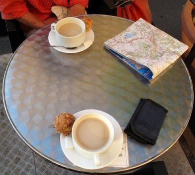 Walking in France: First coffee of the day