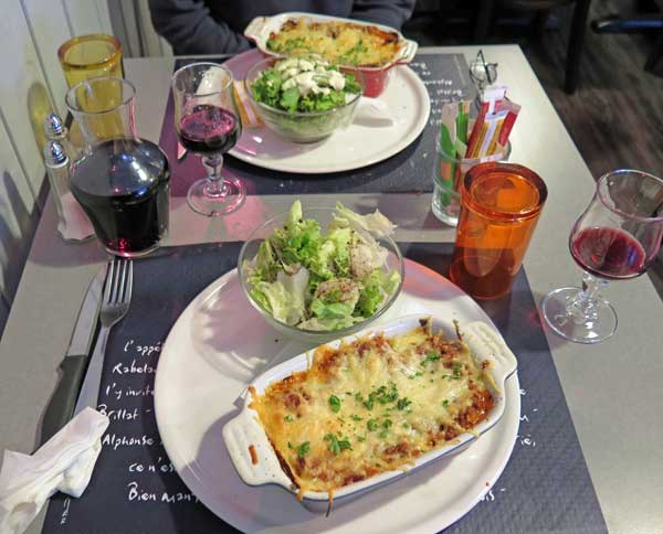 Walking in France: A main course of lasagne