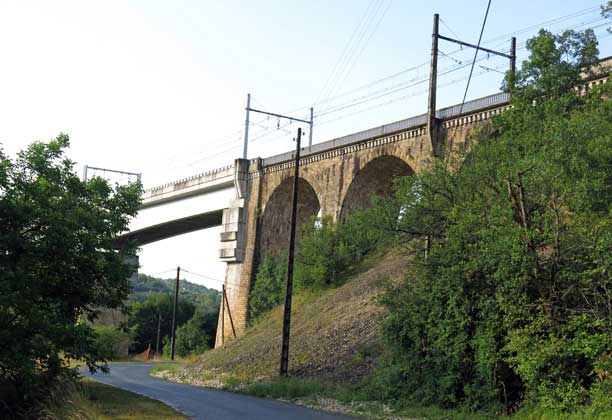 Walking in France: Patched up railway viaduct, Souillac 