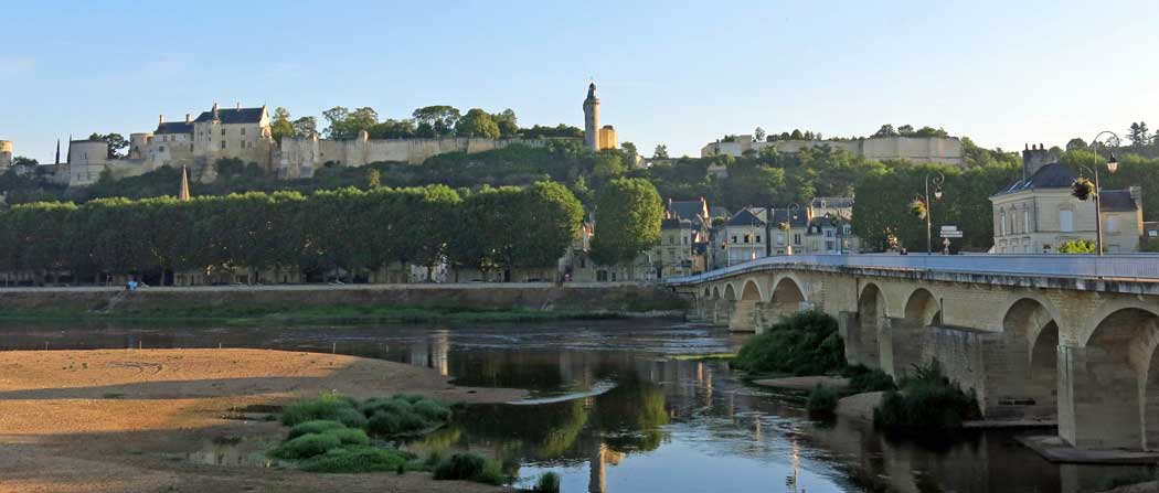 Walking in France: Morning light on Chinon’s royal castle