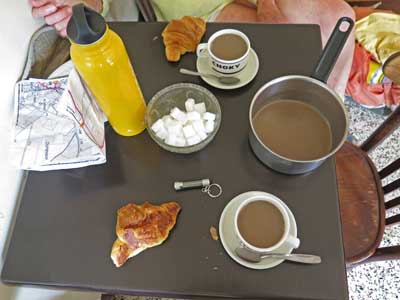Walking in France: Second breakfast with squashed croissants, and our new  torch