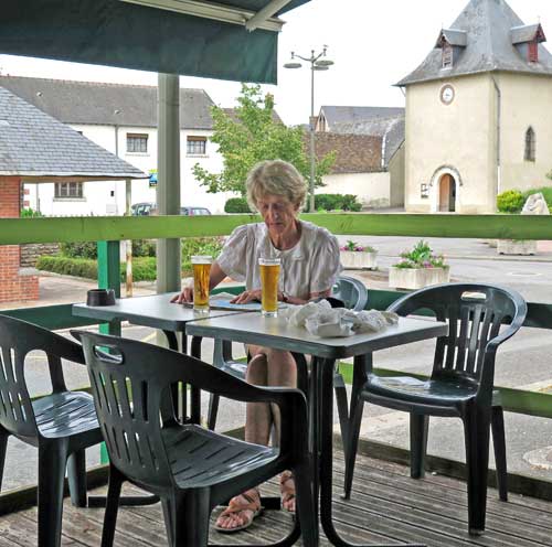 Walking in France: A beer on the terrace